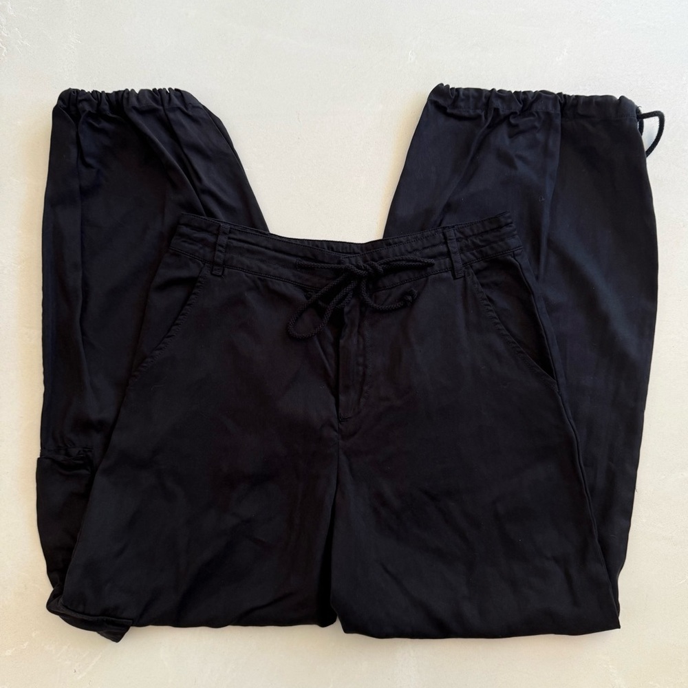 Young Fabulous & Broke Black High Rise Drawstring Baggy Chino Joggers Small